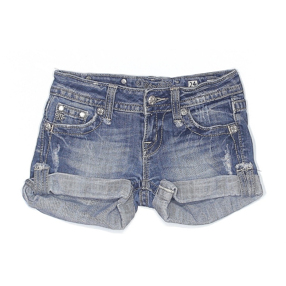 Miss Me Distressed Blue Jean Shorts